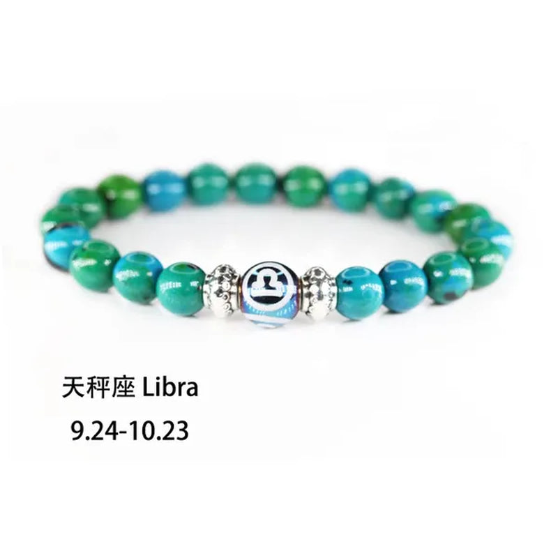 8MM 12 Constellation Phoenix Naturel Stone Beads Bracelet