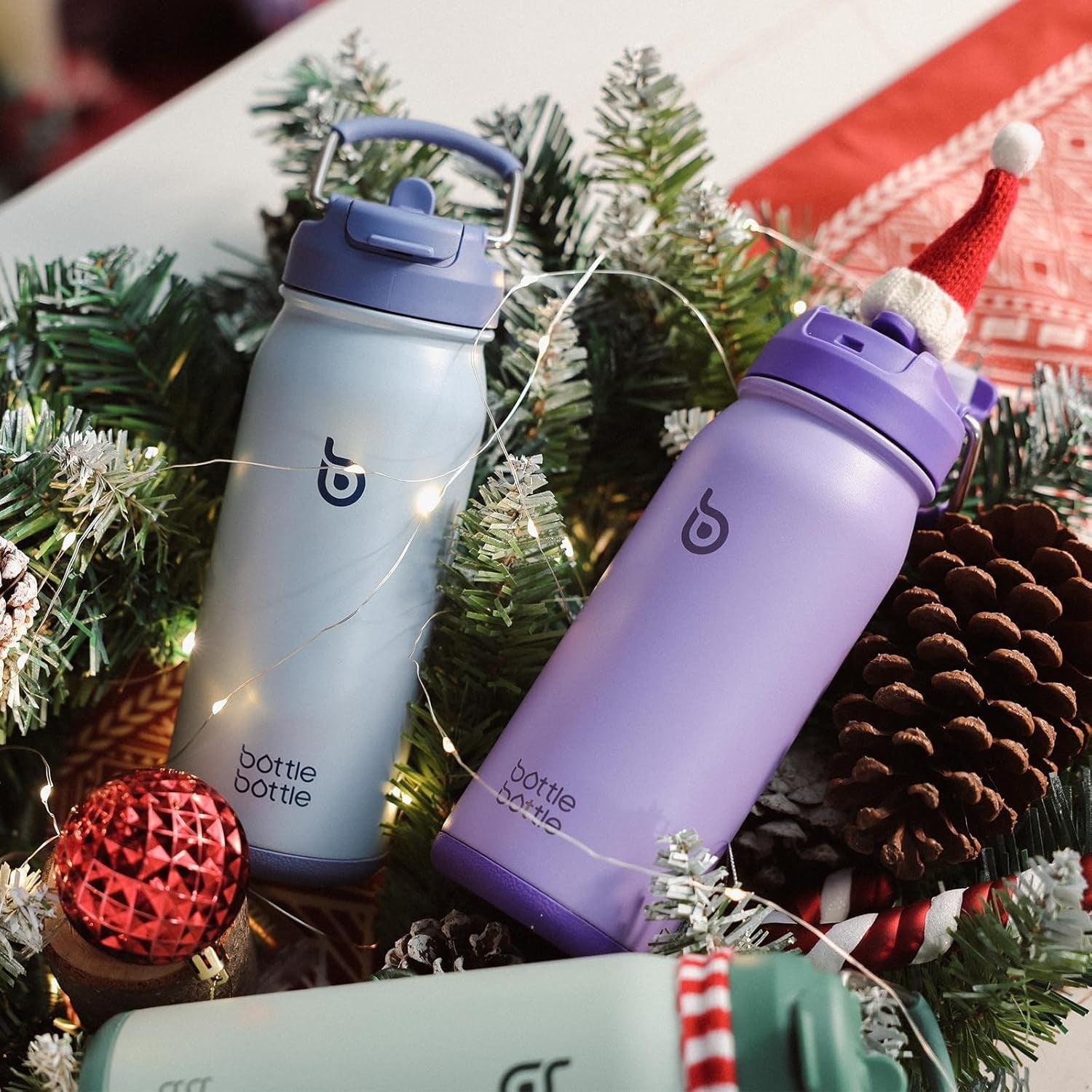 16 Oz Sports Water Bottle Stainless Steel Insulated Kids Water Bottle with Straw and Pills Holder for Gifts and School (Purple)