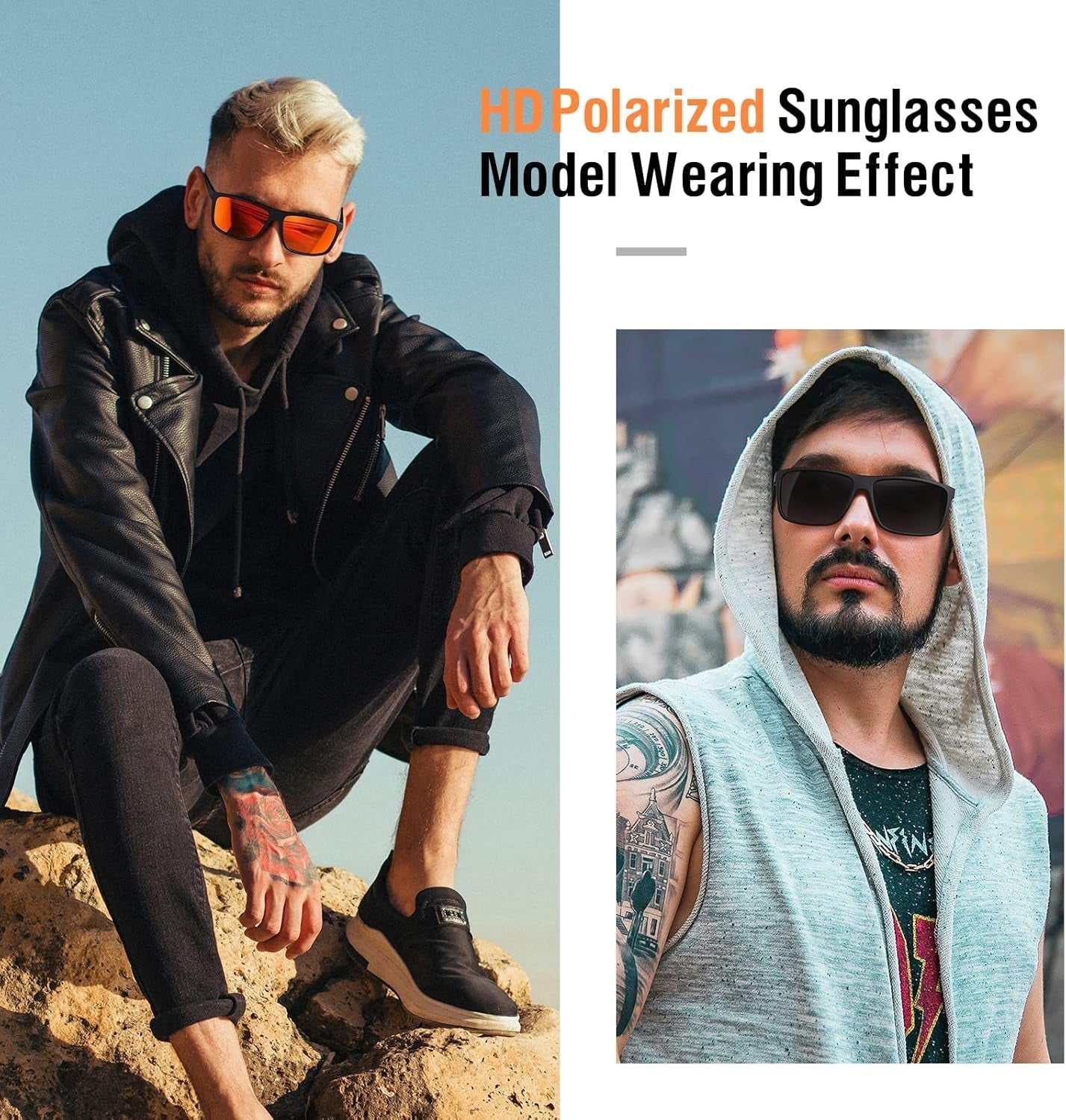Sunglasses Men Polarized Sunglasses for Mens and Womens,Black Retro Sun Glasses Driving Fishing UV Protection