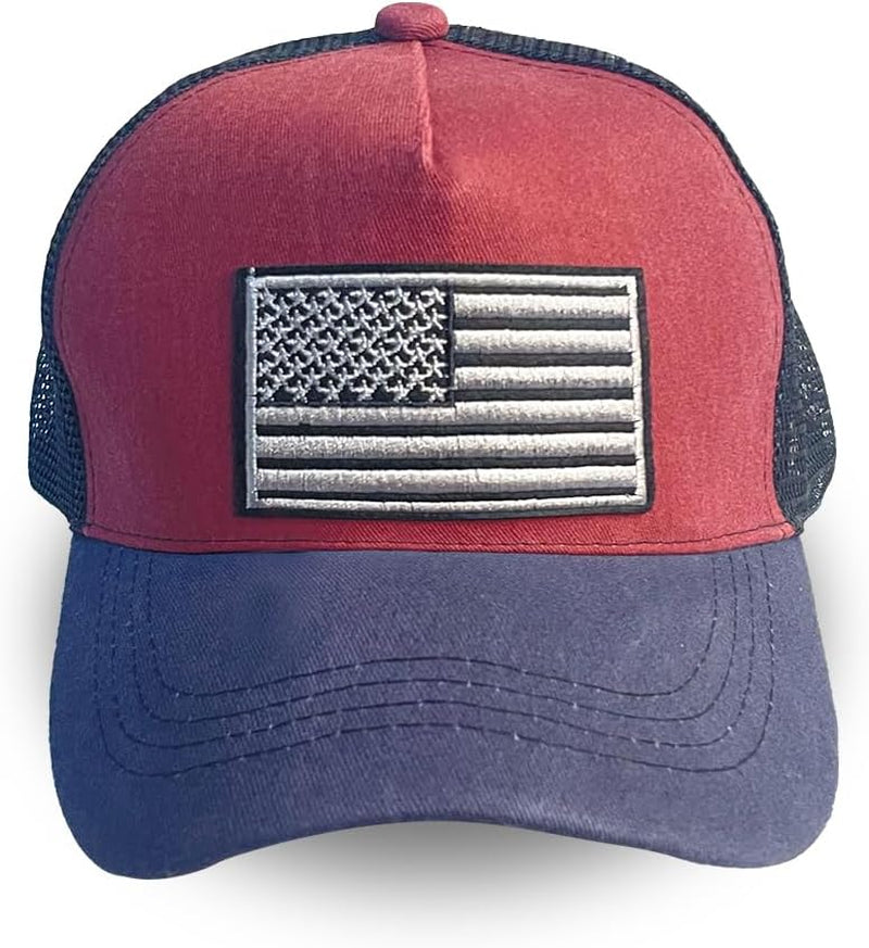 Tennis Cap American Flag Embroidered Baseball Cap Adjustable Trucker Cap for Both Men and Women