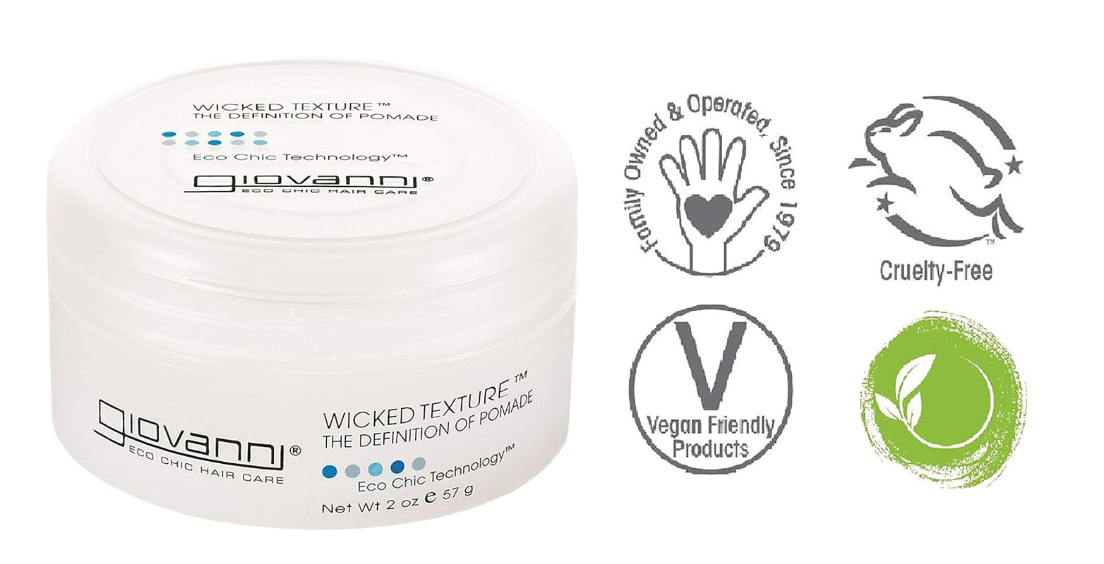 Wicked Texture the Definition of Pomade - Styling Hair Pomade, Helps to Shape Hair & Smooth Texture, Water Based Pomade That Washes Out Easily, Vegan, Paraben Free, Color Safe - 2 Oz