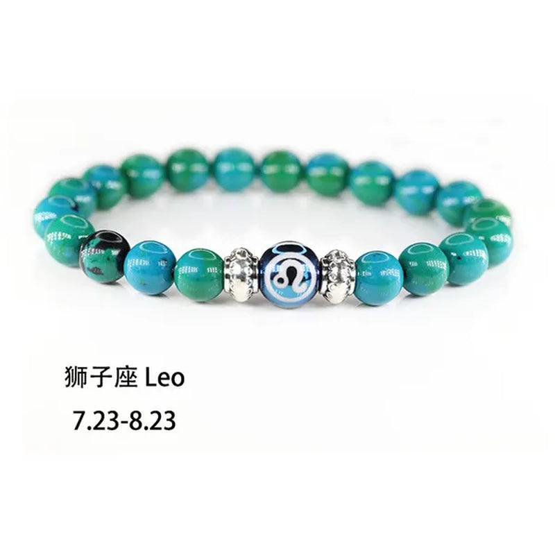 8MM 12 Constellation Phoenix Naturel Stone Beads Bracelet