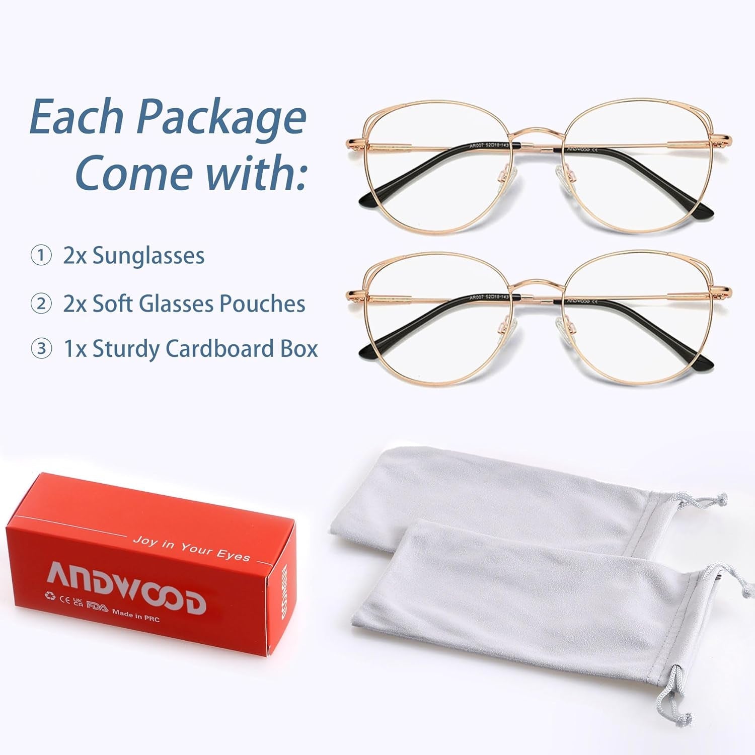 Blue Light Blocking Glasses Women Cat Eye Computer Eyeglasses Metal Frame Hipster 2 Pack