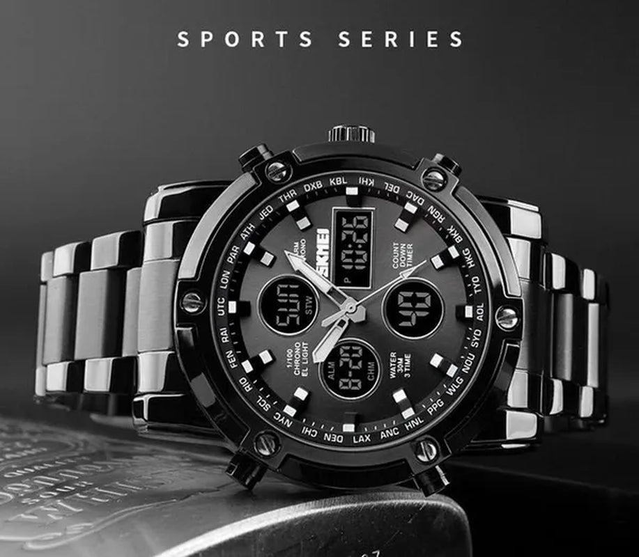 Mens SKMEI Watches Top Luxury Brand Sport Countdown Stainless Steel Strap Wrist watch