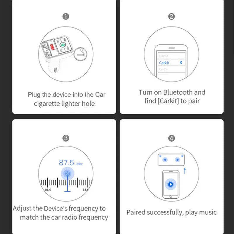 Bluetooth 5.0 FM Transmitter Car Kit MP3 Modulator Player Wireless Handsfree Audio Receiver Dual USB Fast Charger 3.1A