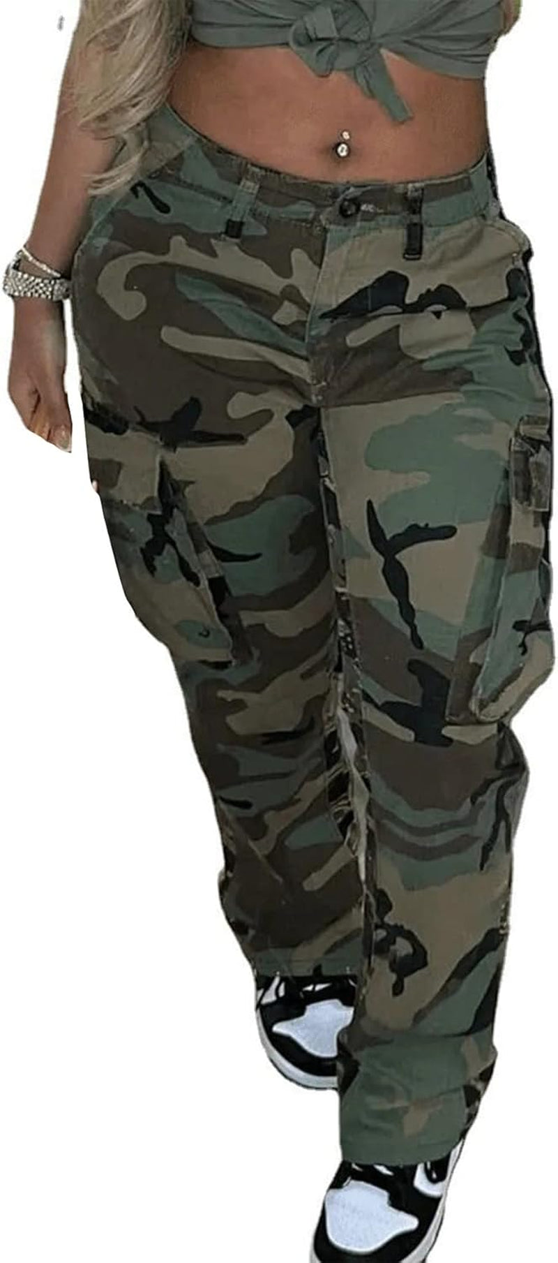 Cargo Camo Sweatpants for Women Army Fatigue Baggy Camouflage Military Joggers Trousers Streetwear