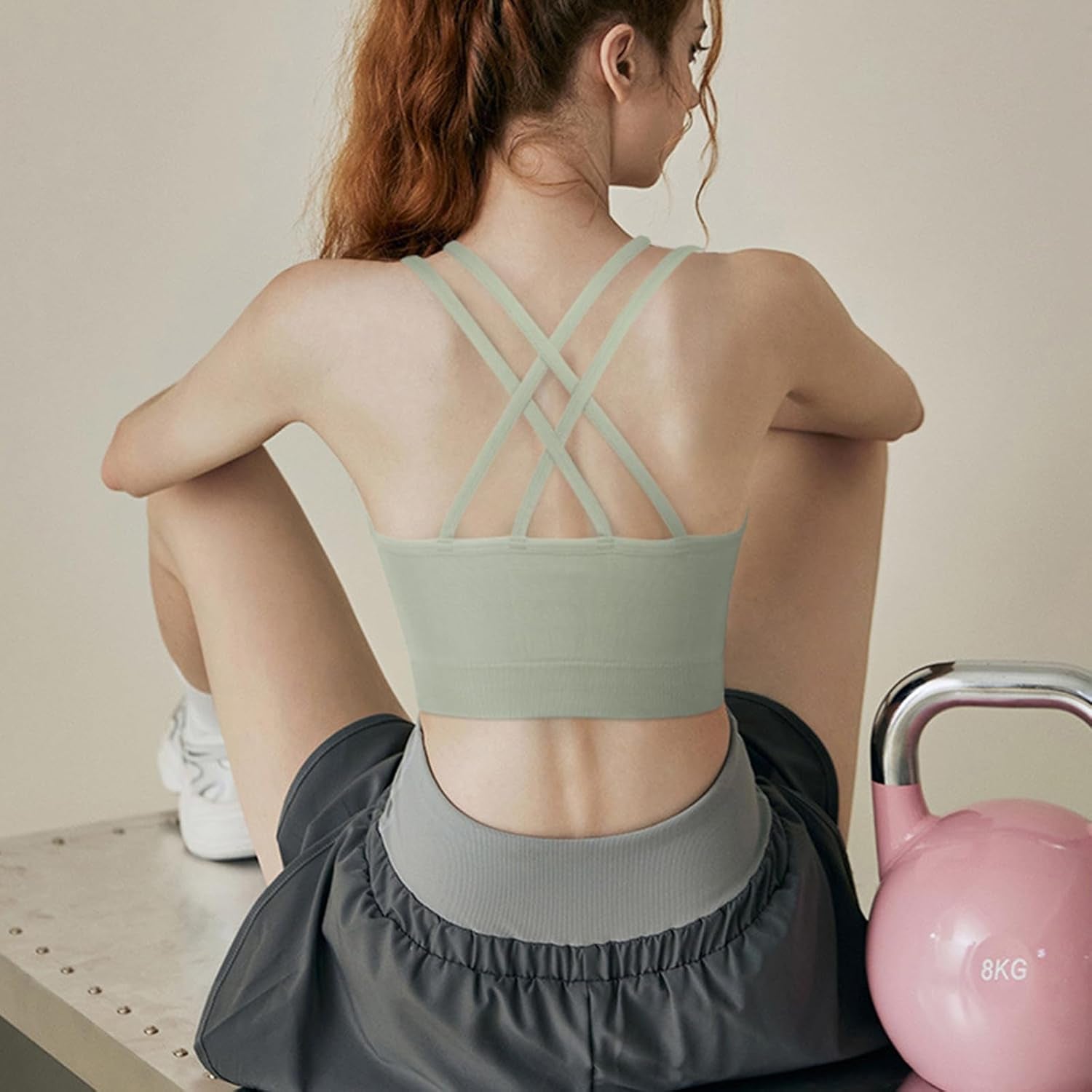 Cross Back Sports Bra for Women Padded Strappy Yoga Bra Medium Support Workout Bra for Athletic Gym Fitness 3 Pack