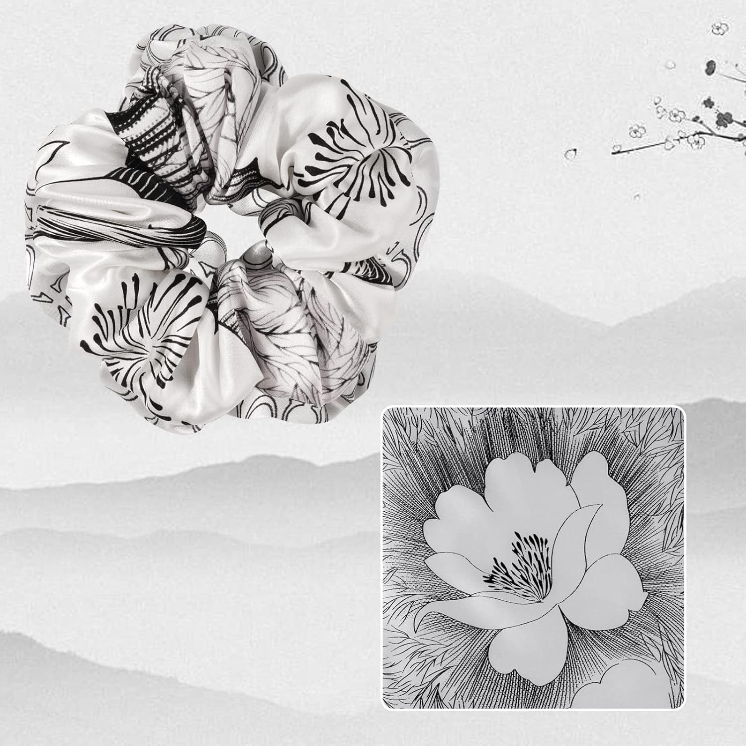 100% Mulberry Silk-Scrunchies for Hair Sleep, Women Grils Silk Hair Ties for Frizz & Breakage Curly Hair, No Damage, Elastics Ponytail Holder, 3 Pack