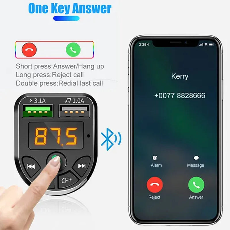 Bluetooth 5.0 FM Transmitter Car Kit MP3 Modulator Player Wireless Handsfree Audio Receiver Dual USB Fast Charger 3.1A
