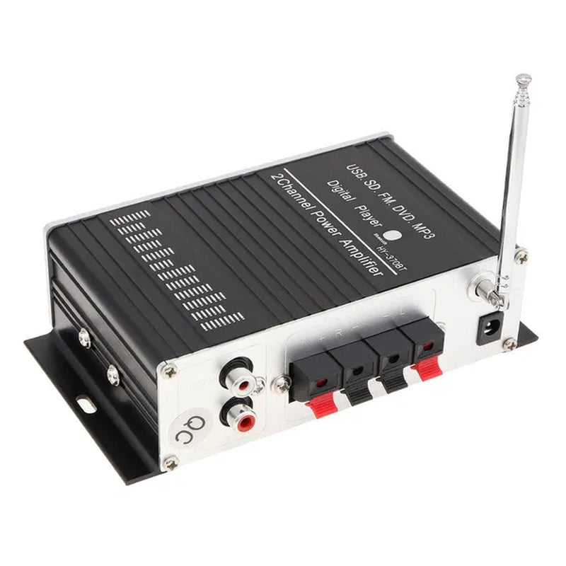 370BT Remote Control Bluetooth 2CH HI-FI High Power Car Audio Amplifier FM Radio Player Support SD / USB / DVD / MP3 for Car Motorcycle Home