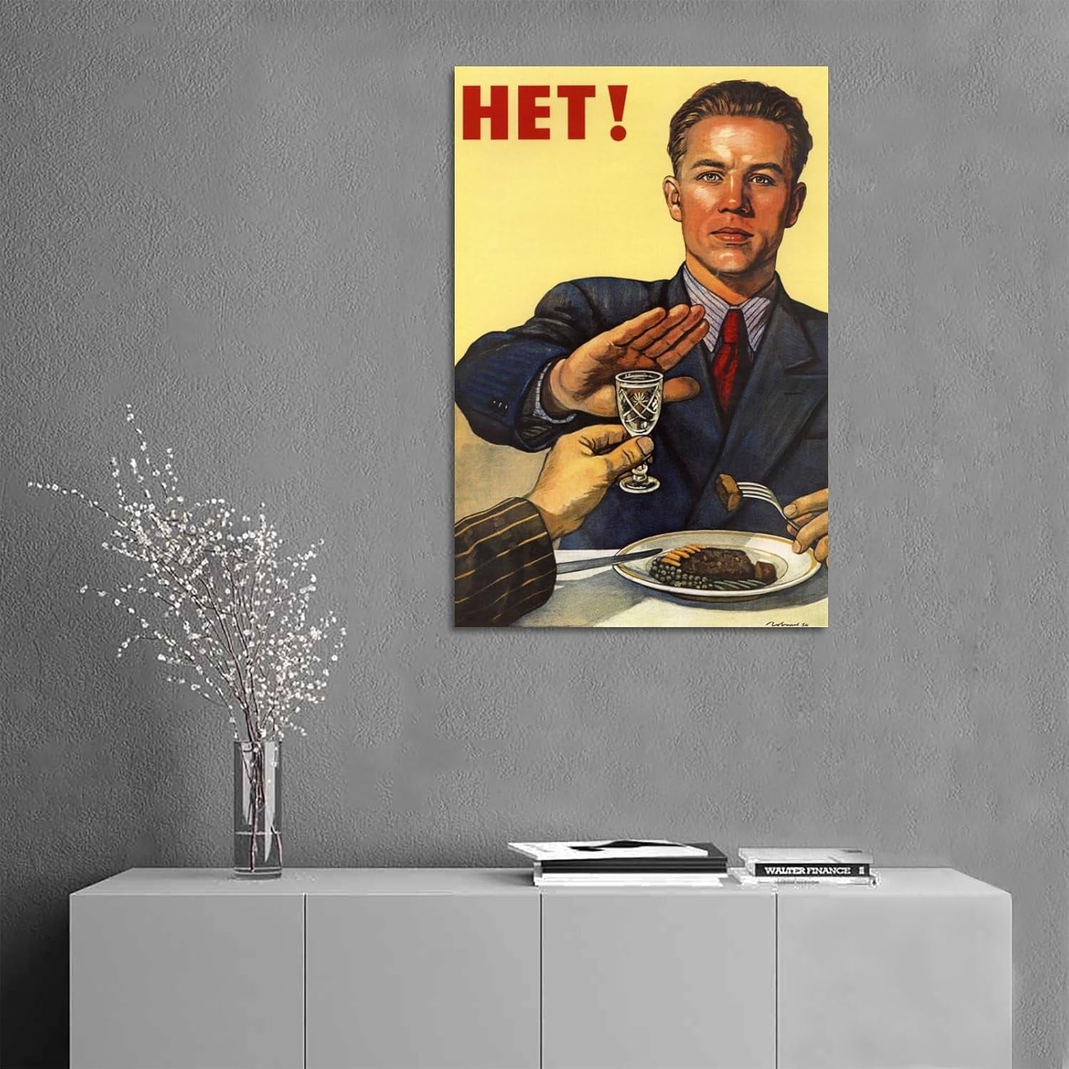 No Alcohol Communist Propaganda Russian Legacy Canvas Art Poster and Wall Art Picture Print Modern Family Bedroom Decor Posters 12X18Inch(30X45Cm)