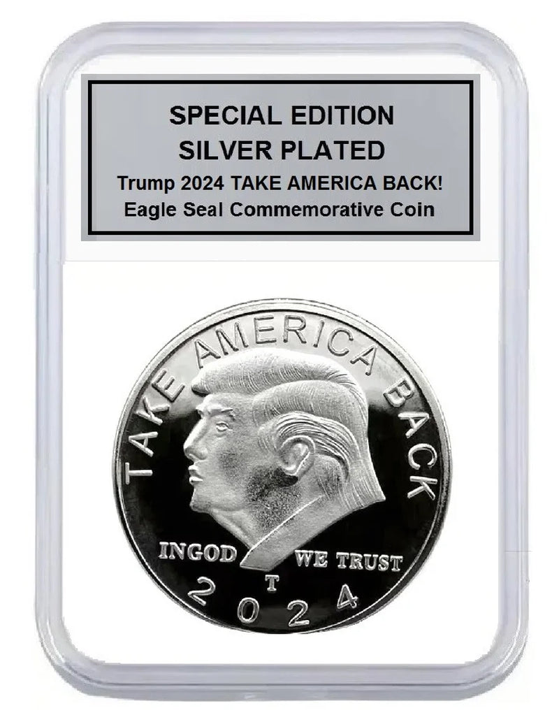 SILVER PLATED Trump 2024 TAKE AMERICA BACK! W/Display Case Masters Coins