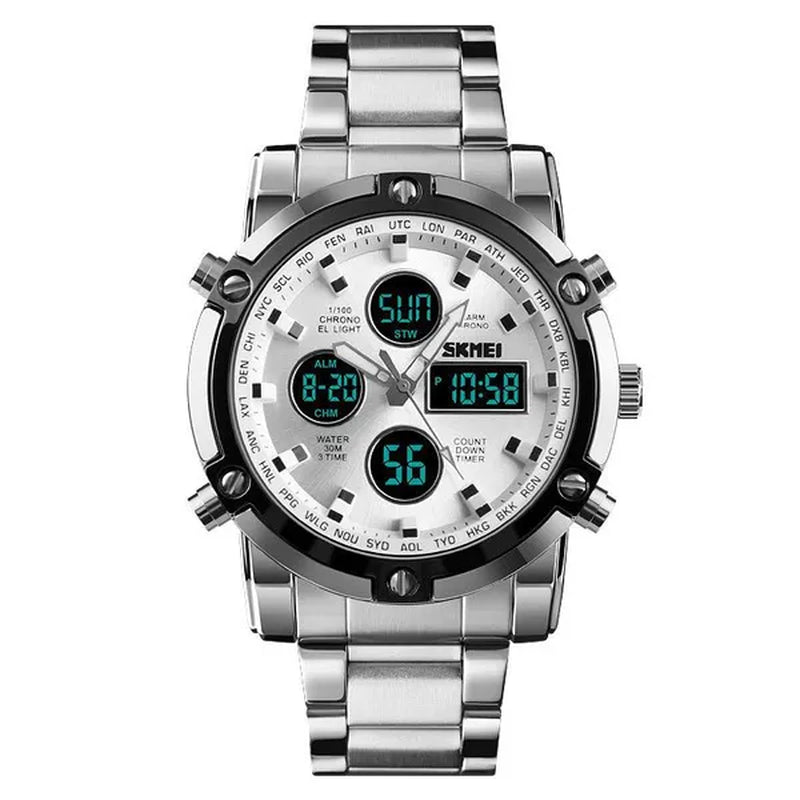 Mens SKMEI Watches Top Luxury Brand Sport Countdown Stainless Steel Strap Wrist watch