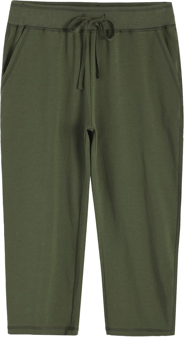 Women'S Knit Sweatpants Capri Pants with Pockets
