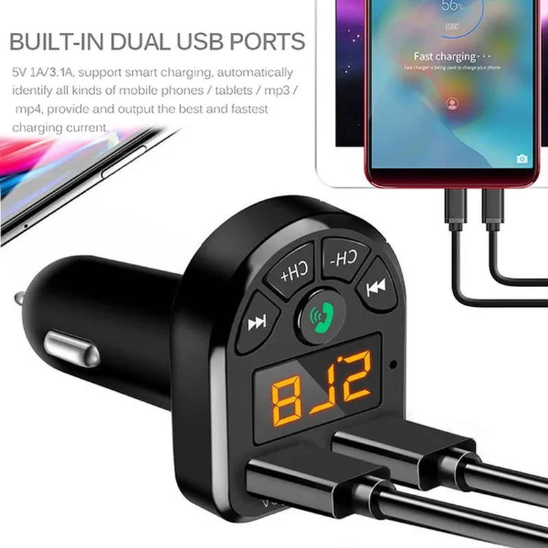 Bluetooth 5.0 FM Transmitter Car Kit MP3 Modulator Player Wireless Handsfree Audio Receiver Dual USB Fast Charger 3.1A