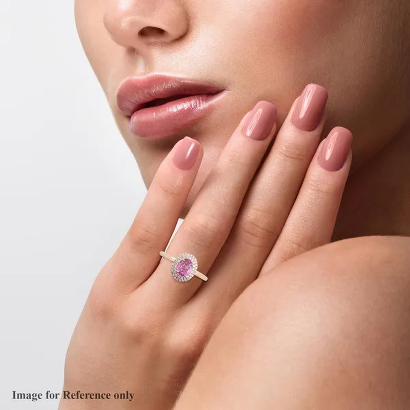 Shop LC ILIANA Real Diamond Halo Ring 18K Rose Gold Oval AAA Pink Sapphire Ct 1 G-H Si1