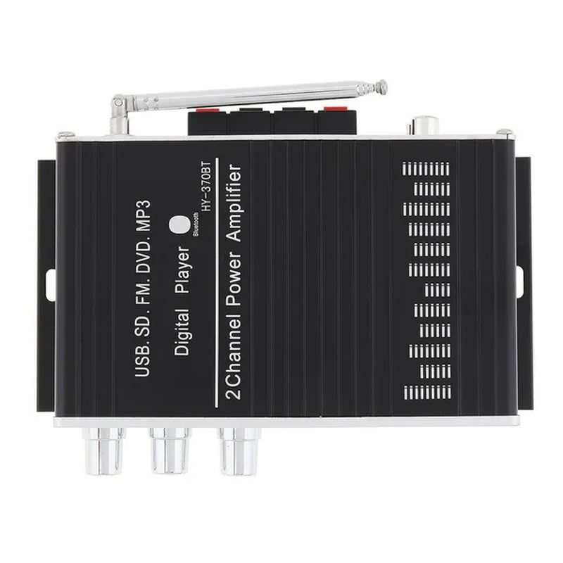 370BT Remote Control Bluetooth 2CH HI-FI High Power Car Audio Amplifier FM Radio Player Support SD / USB / DVD / MP3 for Car Motorcycle Home