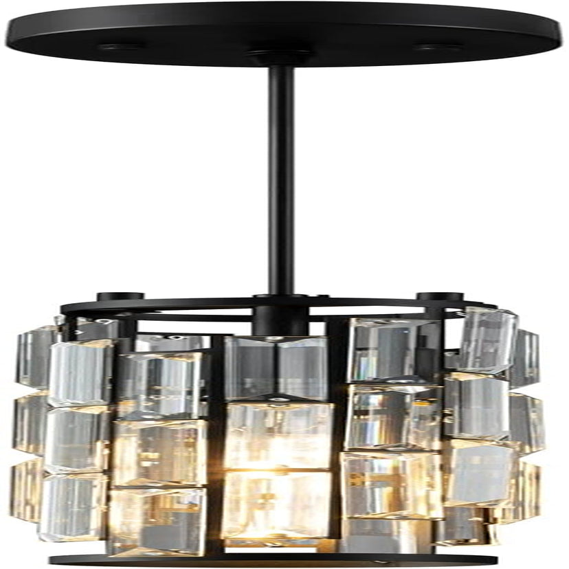 Black Pendant Lights Kitchen Island Modern Pendant Light, Crystal Pendant Light Fixture Mini Pendant Light, Pendant Lighting for Kitchen Island Bedroom (Black 1-Pack)