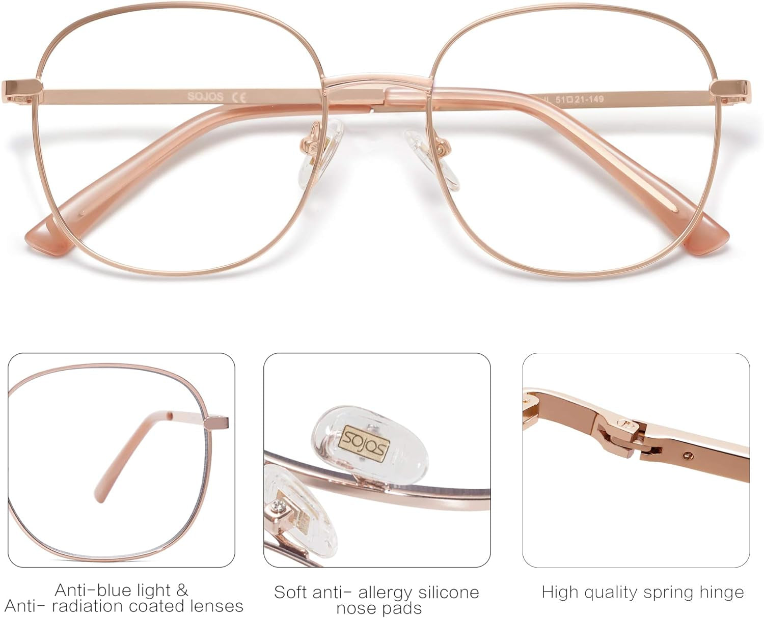 Classic Square Blue Light Blocking Glasses for Women Men Stylish Computer Glasses SJ1137