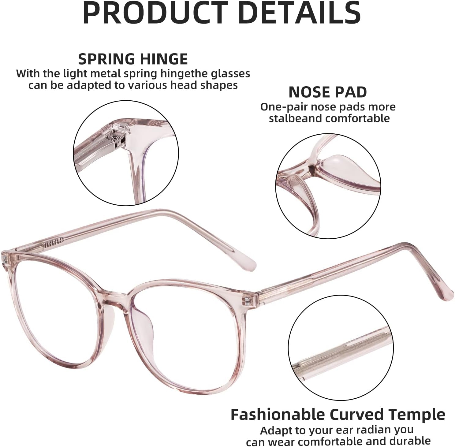Blue Light Blocking Glasses Fashion Round TR90 Frame Transparent Eyewear Anti UV Computer Glasses for Women Men