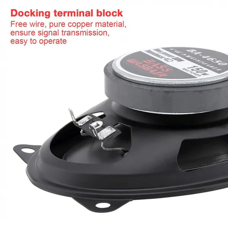 2Pcs 4 X 6 Inch Car Coaxial Speaker Hifi Audio Full Range Frequency Loudspeaker 2 Way 150W