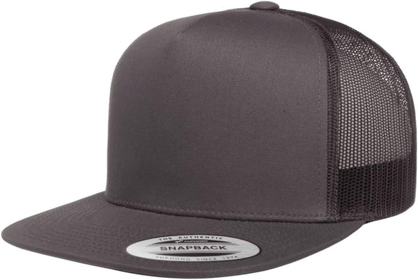 Yupoong 5-Panel YP Classic Trucker Cap | High Profile Flat Visor Snapback | OSFM | Bulk Packs Available