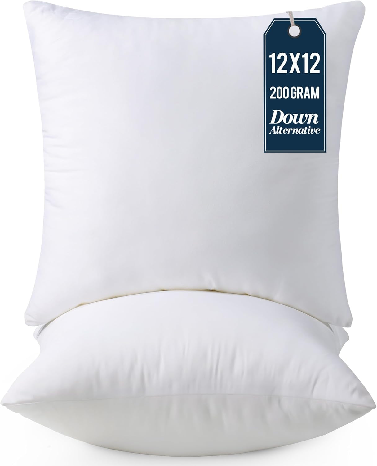 Throw Pillows Insert (Pack of 2, White) - 12 X 12 Inches Bed and Couch Pillows - Indoor Decorative Pillow