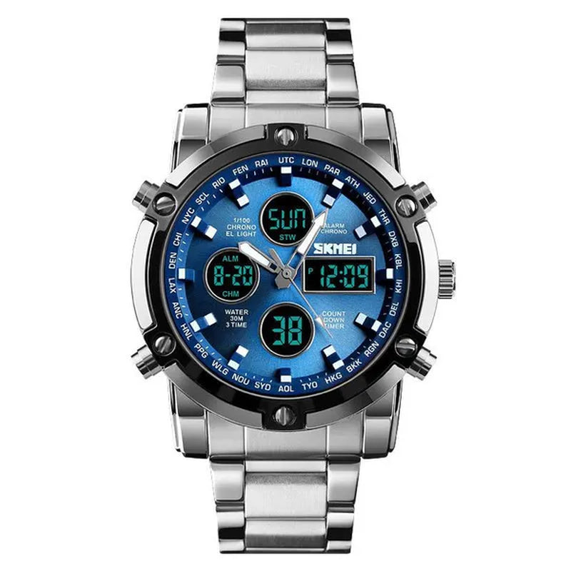 Mens SKMEI Watches Top Luxury Brand Sport Countdown Stainless Steel Strap Wrist watch