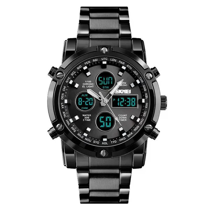 Mens SKMEI Watches Top Luxury Brand Sport Countdown Stainless Steel Strap Wrist watch