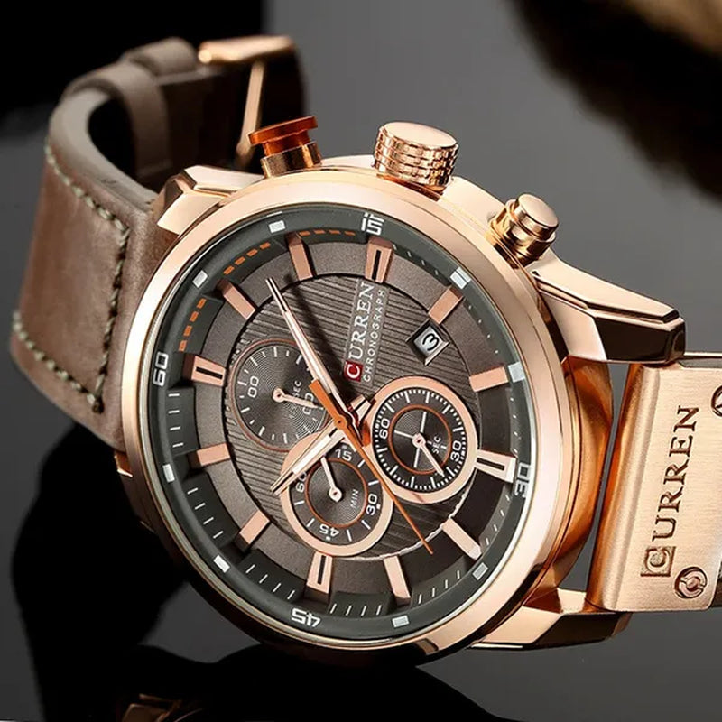 Men's CURREN 8291 Analog Digital Army Military Watches Leather Sports Watch Quartz Wristwatch