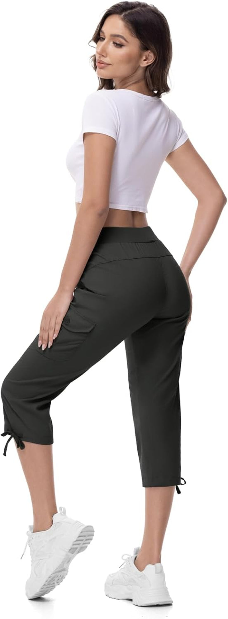 Women'S Capri Pants Lightweight Quick Dry Hiking Cargo Pockets Casual Water Resistant Travel Cropped Cotton
