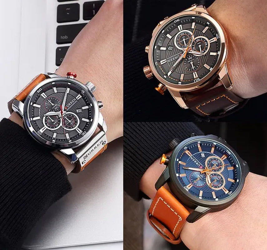 Men's CURREN 8291 Analog Digital Army Military Watches Leather Sports Watch Quartz Wristwatch