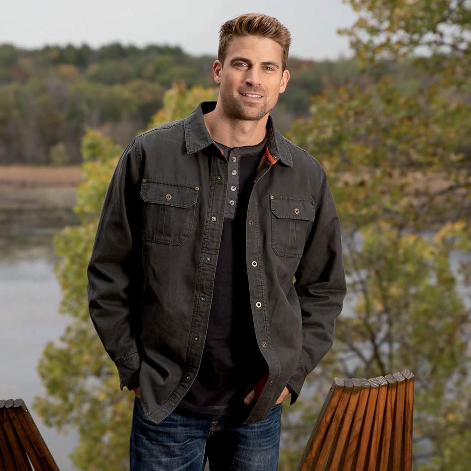 Journeyman Shirt Jacket Flannel Lined Shacket for Men Water-Resistant Coat Rugged Fall Clothing