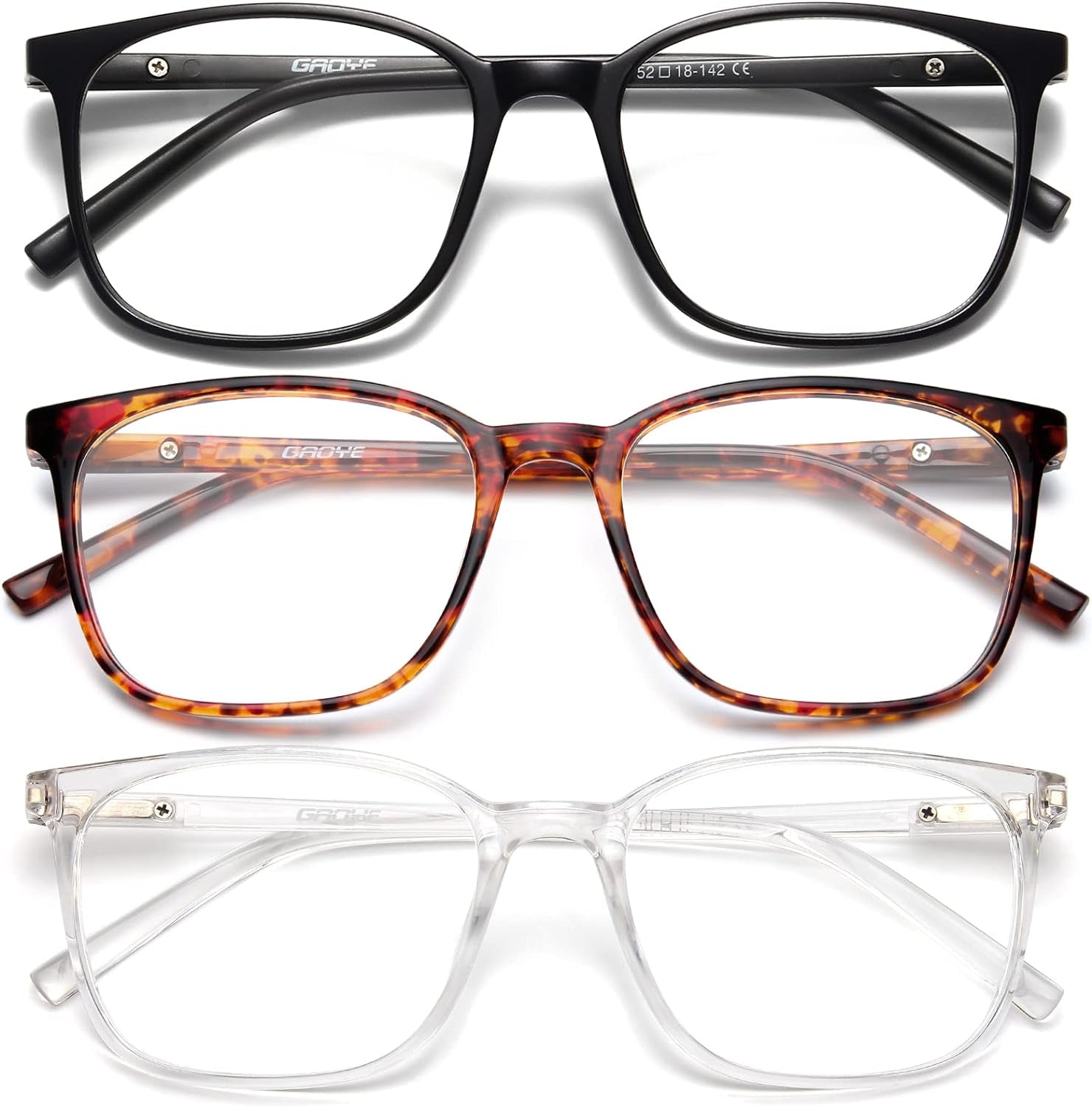 2 Pack Blue Light Blocking Glasses Women/Men, Computer Gaming Fake Eyeglasses Anti UV Ray-Spring Hinge