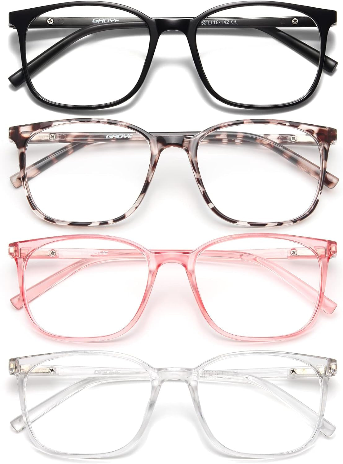 2 Pack Blue Light Blocking Glasses Women/Men, Computer Gaming Fake Eyeglasses Anti UV Ray-Spring Hinge