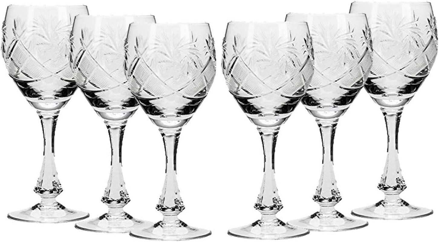 SET of 6 Russian CUT Crystal Shot/Sherry Glasses on a Long Stem 2.4 Oz Hand Made