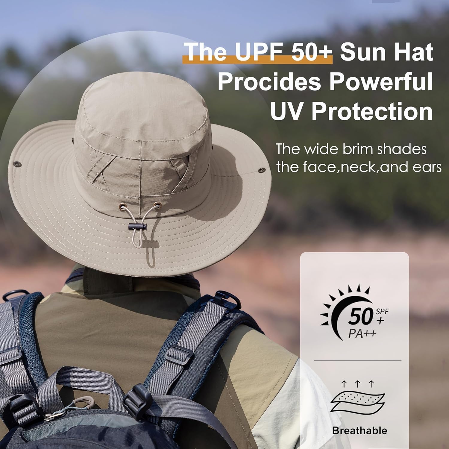 Sun Hats for Women Men UV Protection Summer Hat Wide Brim Packable UPF50 Cowboy Hat Hiking Fishing Hats