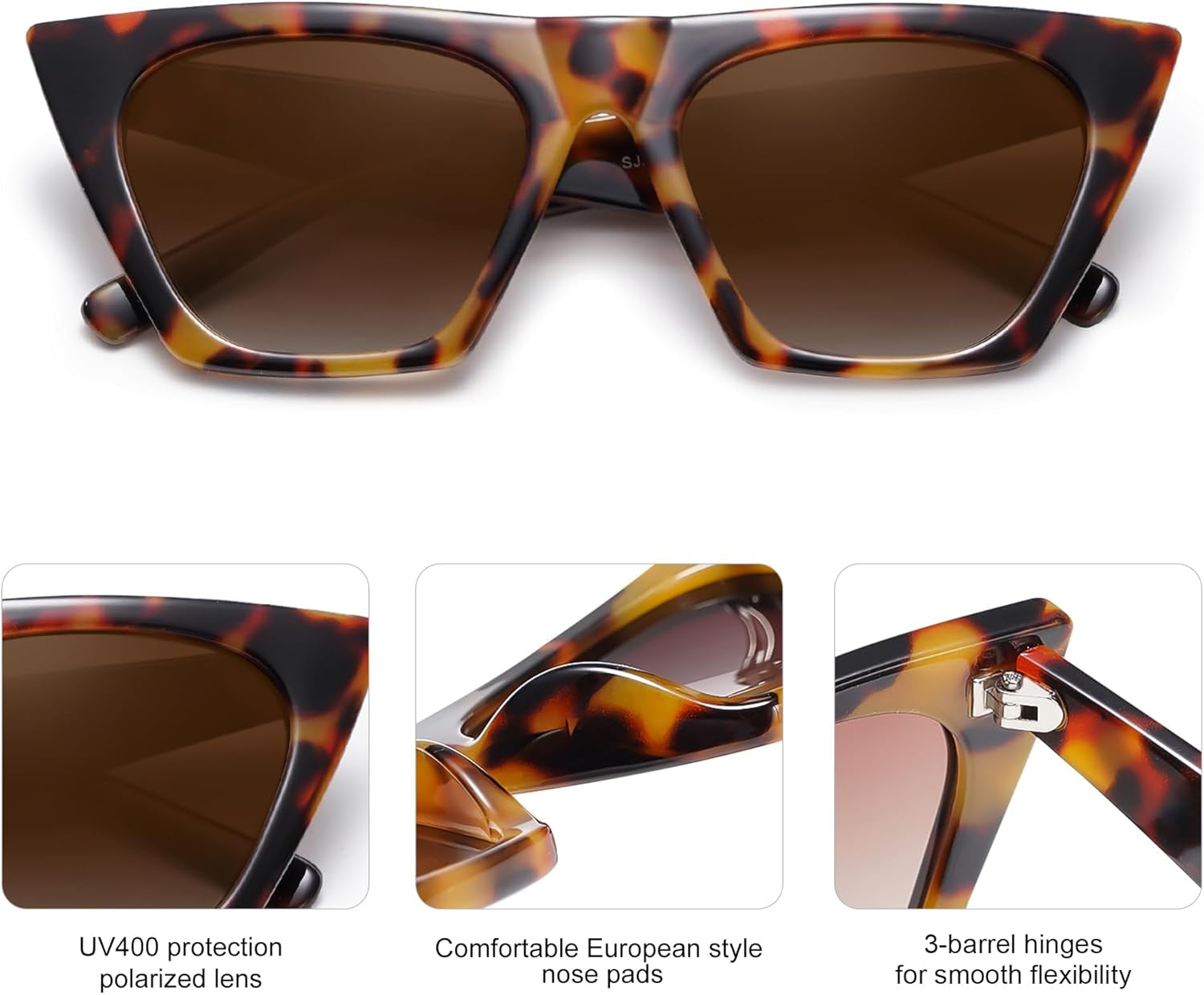 Trendy Oversized Square Cateye Polarized Sunglasses Womens Big Frame Shades SJ2115