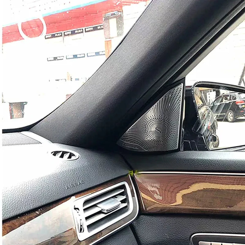 2PCS for Mercedes Benz E Class W212 2009 2010 2011 2012 2013 2014 2015 Interior Trim Car Styling Car Front a Pillar Audio Speaker Cover Stainless Steel Sticker Decor Accessories