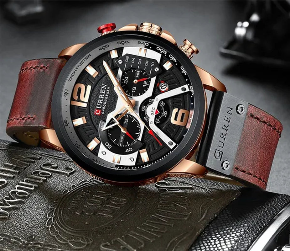 TOP SALE CURREN 8329 Mens Watches with Multi-function Quartz Chronograph Calendar Watch