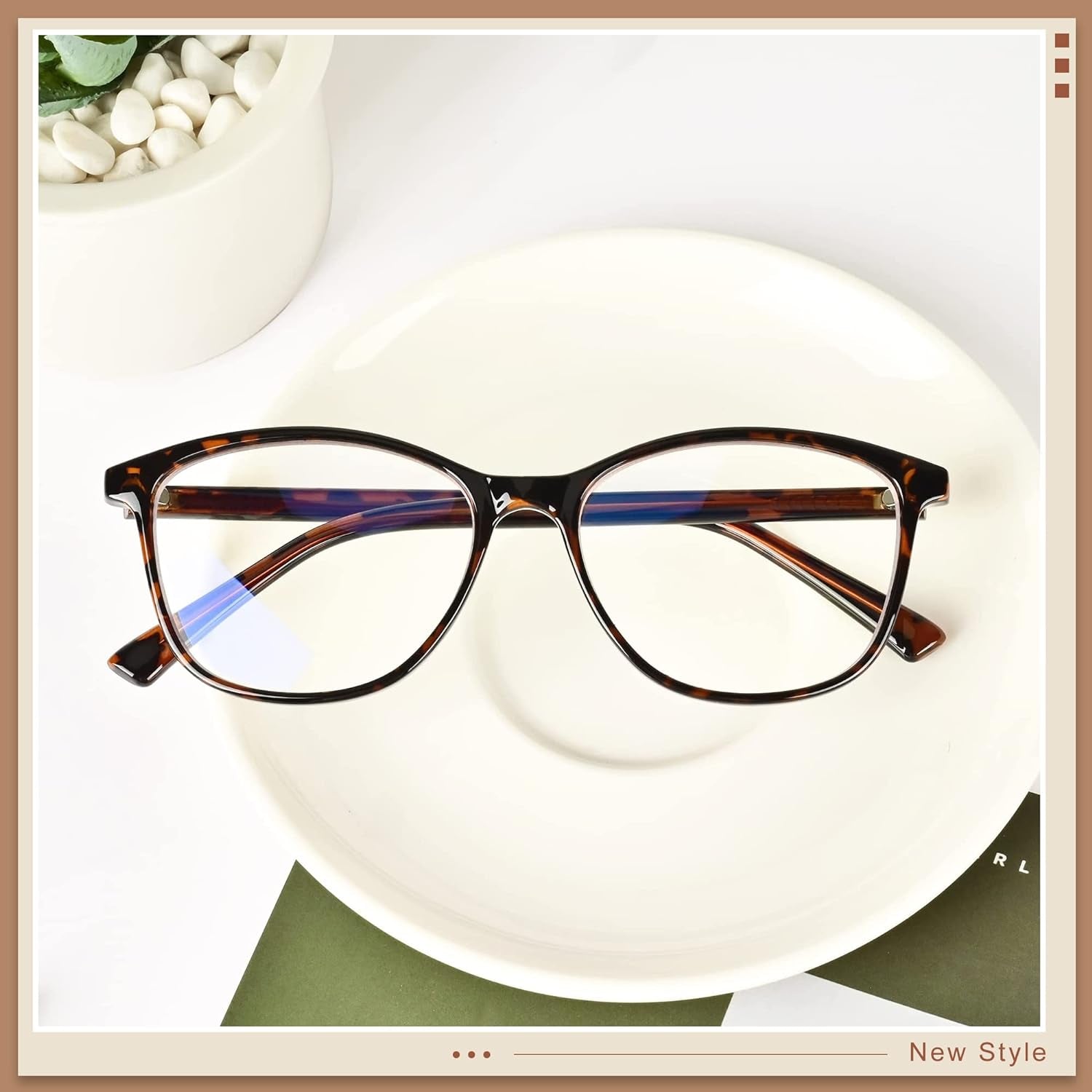 Blue Light Blocking Glasses Anti Eyestrain UV Glare Blue Light Glasses for Women TV Phone Computer Gaming Eyeglasses (Demi)