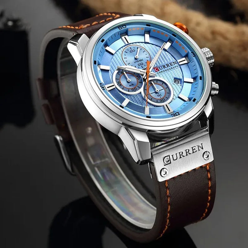 Men's CURREN 8291 Analog Digital Army Military Watches Leather Sports Watch Quartz Wristwatch