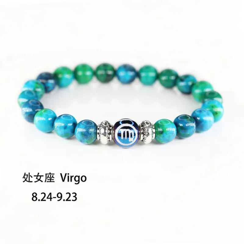 8MM 12 Constellation Phoenix Naturel Stone Beads Bracelet
