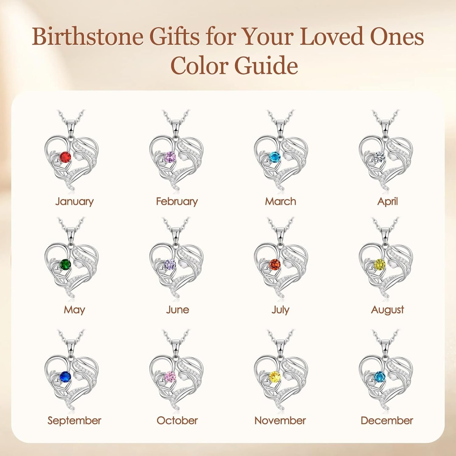 Gift for Mom, Mother and Child Love Heart Pendant Necklace, Mothers Day Gifts for Mom Women 925 Sterling Silver Necklace with Birthstone Necklaces for Mother'S Day Valentines Anniversary Christmas Birthday Gifts for Wife from Husband