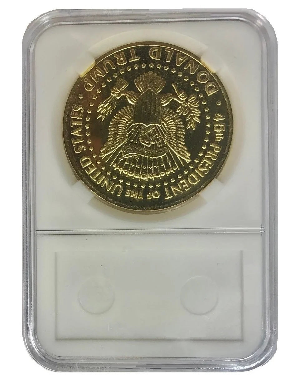 24K Gold-Plated Donald J. Trump 2019 President W/Display Case Masters Coins
