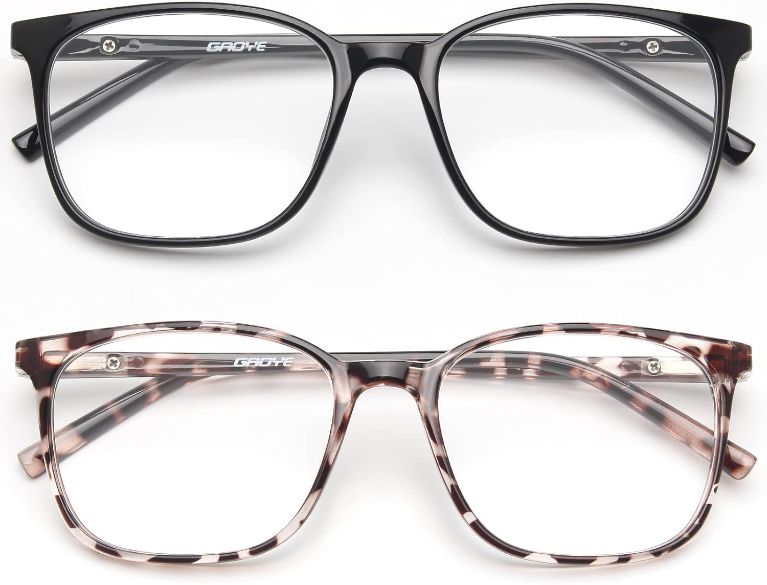 2 Pack Blue Light Blocking Glasses Women/Men, Computer Gaming Fake Eyeglasses Anti UV Ray-Spring Hinge