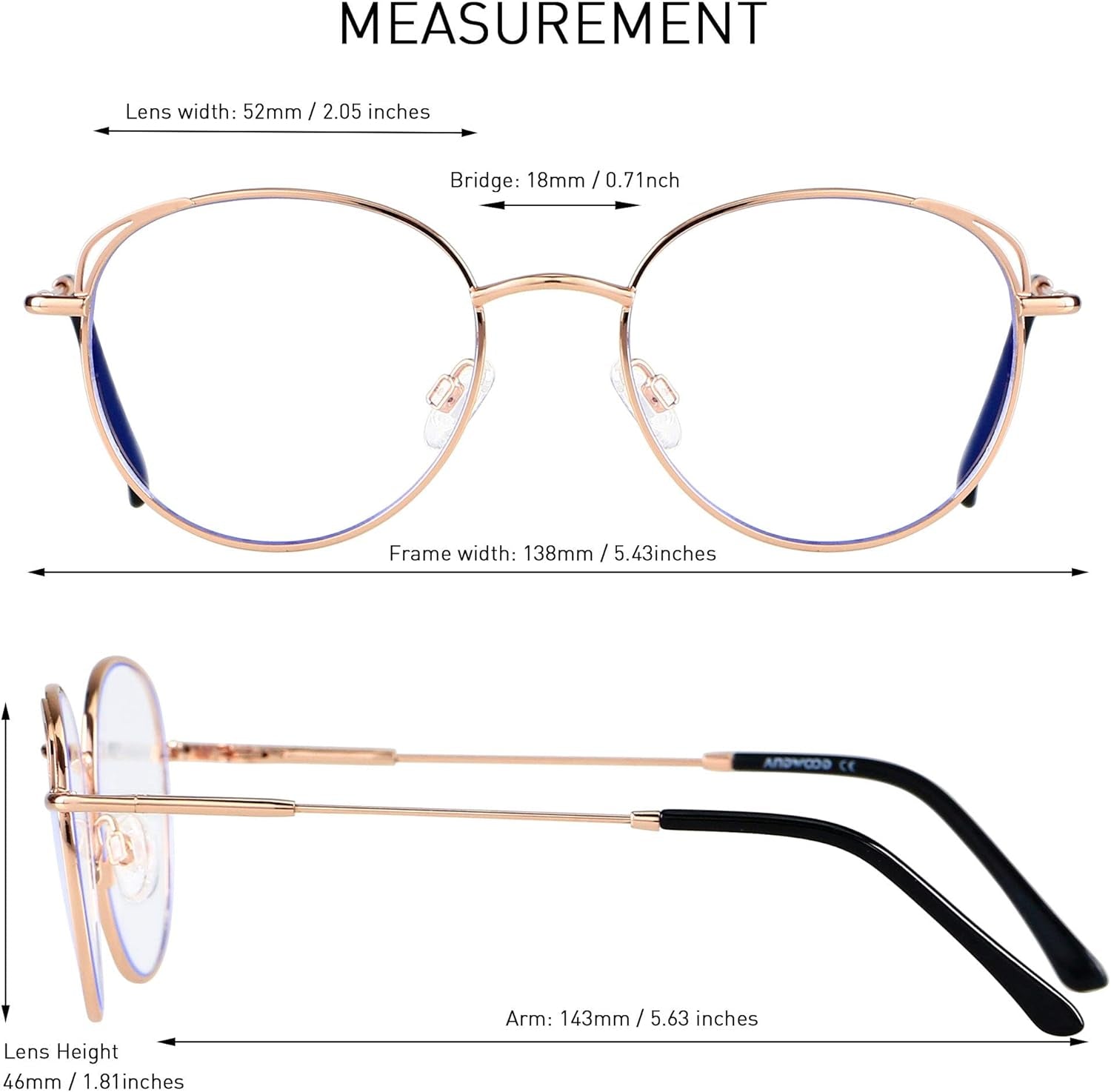 Blue Light Blocking Glasses Women Cat Eye Computer Eyeglasses Metal Frame Hipster 2 Pack