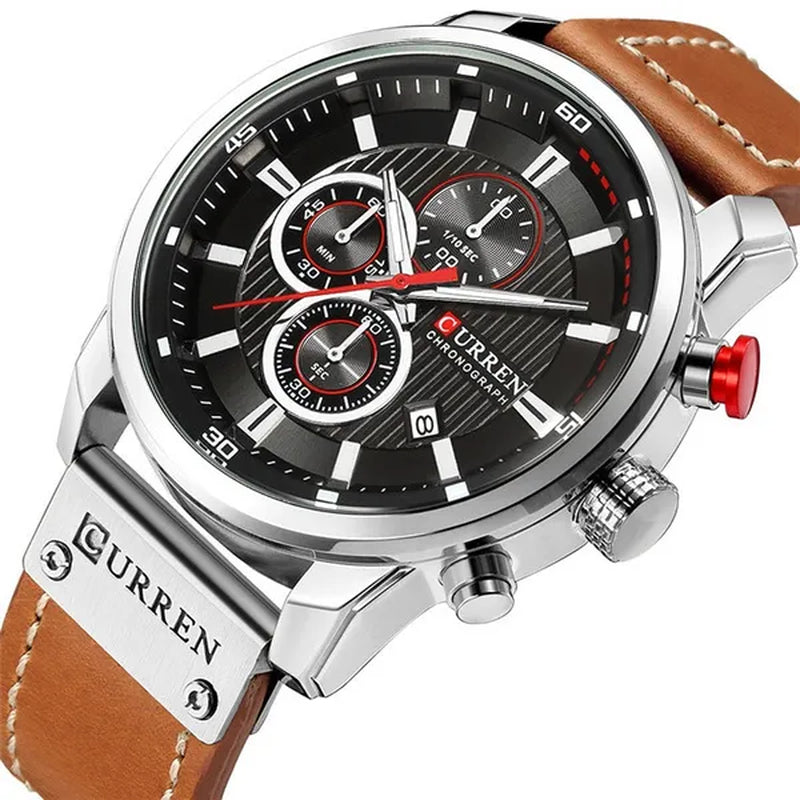 Men's CURREN 8291 Analog Digital Army Military Watches Leather Sports Watch Quartz Wristwatch