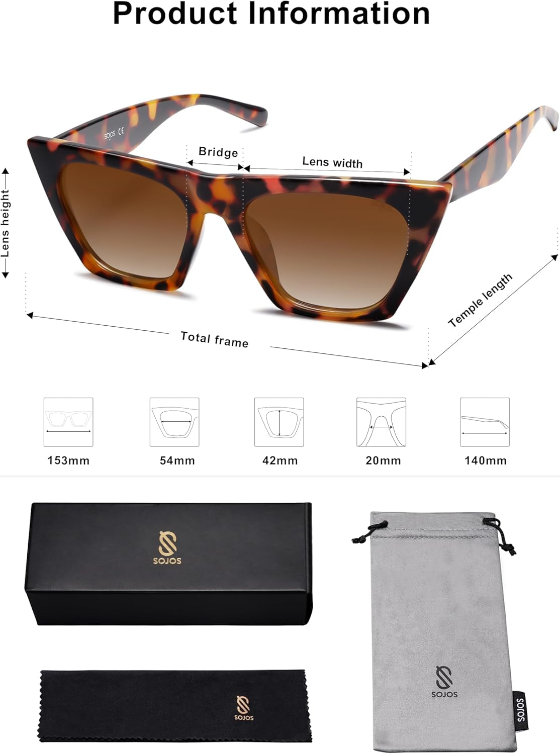 Trendy Oversized Square Cateye Polarized Sunglasses Womens Big Frame Shades SJ2115