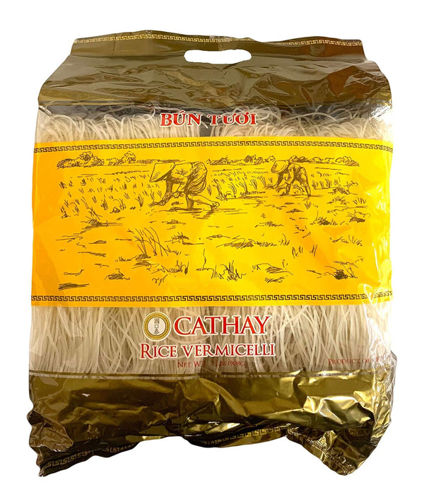 Vietnamese Rice Stick Vermicelli Noodle 100% Natural Ingredients, Bun Tuoi Vietnam, Non-Gmo, Gluten Free, No Additives, 2 LB (Pack of 1)